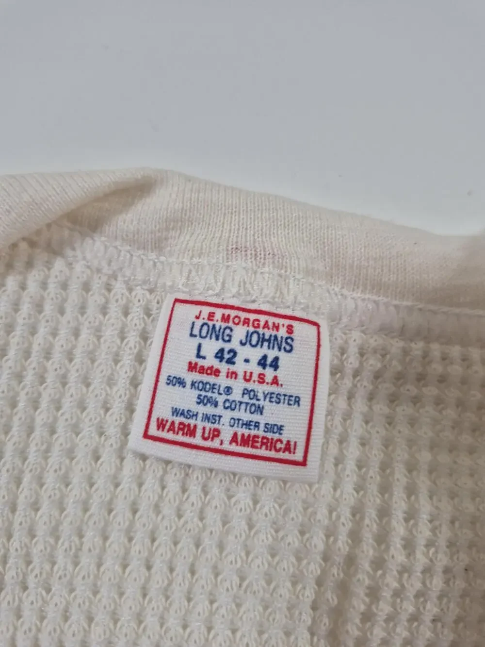 VTG J.E. Morgan's Long Johns Men's L White Thermal Base Layer USA Vintage